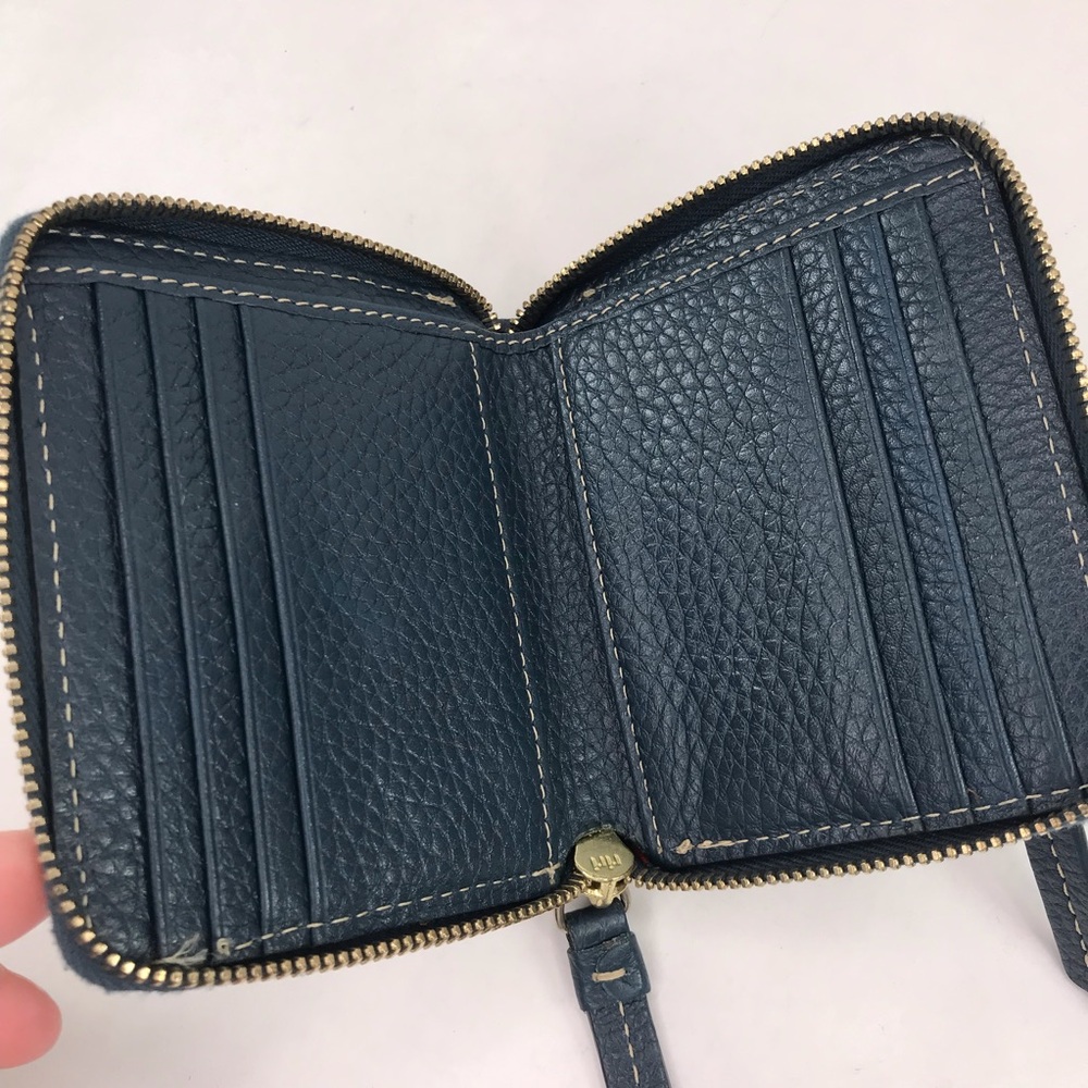 Dooney & Bourke Navy Blue Small Pebbled Grain Leather Zip Around Wallet - Picture 4 of 9